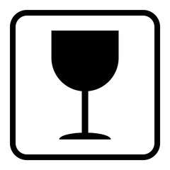 Fragile flat icon with black frame isolated on white background. Fragile package symbol. Label vector illustration