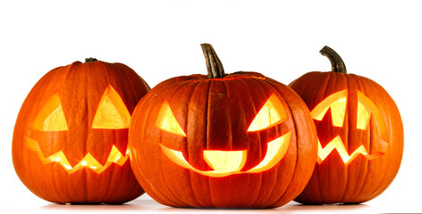 Halloween Pumpkins on white
