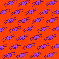 Naklejka premium Halloween wallpaper with cute spiders