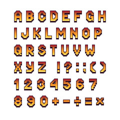 Pixel retro 8 bit alphabet
