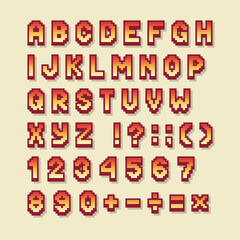 Pixel retro 8 bit alphabet