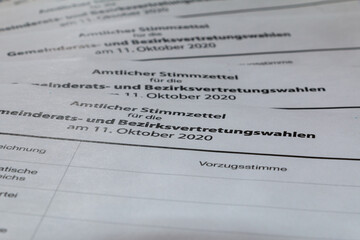 Fototapeta premium ballot paper. for Elections in Austria, Vienna 2020