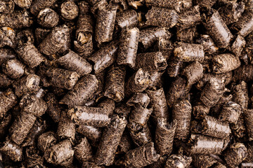 Sunflower Meal Pellet. Sunflower processing concept.
