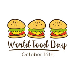 world food day celebration lettering with hamburgers flat style