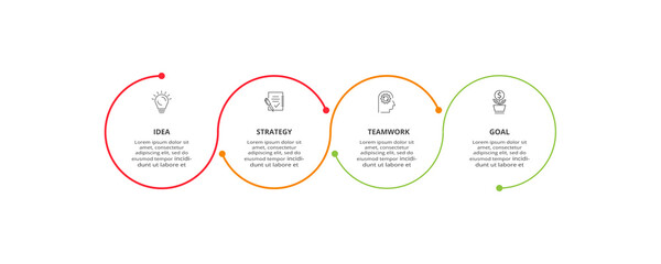 Circle elements of graph, diagram with 4 steps, options, parts or processes. Template for infographic, presentation.