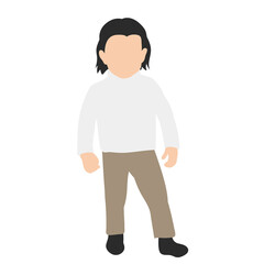 flat style little girl on white background