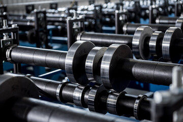 Metal sheet forming machine at the modern metalwork factory.