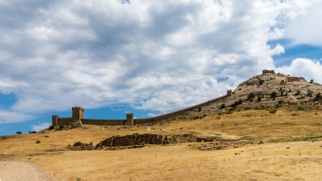 Ancient Genoese fortress (Genuezskaya Krepost) in Sudak, Crimea.