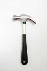 hammer on a white background. View from above. Home repair and mending. Isolated object
