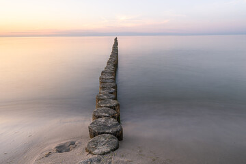 Beautiful view of stepping stones leading to the sea