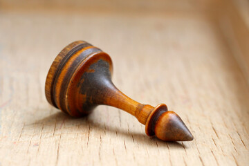 One wooden chess so close