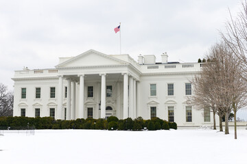Fototapeta na wymiar White House in snow blizzard - Washington D.C. United States of America
