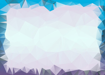 Blue Triangles Crystal Frame On Abstract Low Poly Geometric Gradient Polygonal Background Vector Illustration