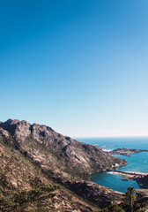 Rocky sea at evening with a blue sky - &Eacute;zaro, Galicia Spain