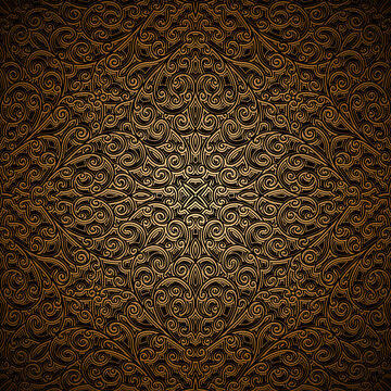 Vintage gold ornamental background with swirly floral pattern