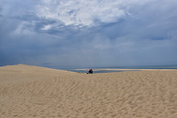 Fototapeta na wymiar Dune du PIlat in Frankreich unter Wolken