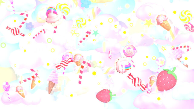 Sweet candy wallpaper. 3d rendering picture.