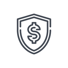 Secure Payment line icon. Shield with Dollar vector outline sign.