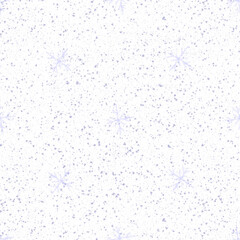 Hand Drawn blue Snowflakes Christmas Seamless Patt