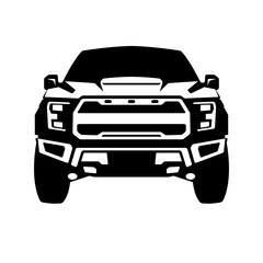truck offroad black silhouette, front view, vector