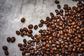 coffee beans on burlap background