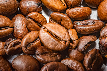 roasted coffee beans closeup
