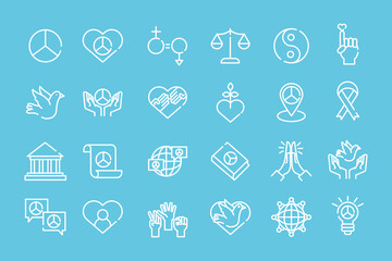 bundle of twenty four human rights line style set icons