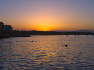 sunset view from the beach of roses in Costa Brava