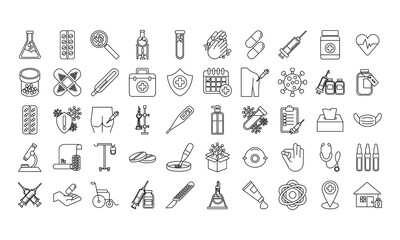 Naklejka premium bundle of fifty medical set icons