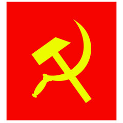 hammer and sickle on a red background