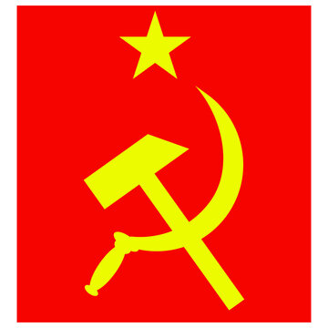 hammer and sickle on a red background