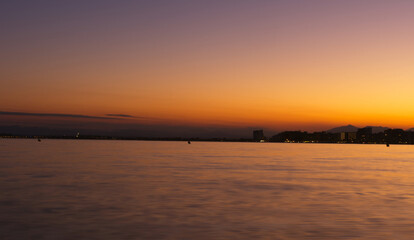 sunset view from the beach of roses in Costa Brava