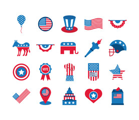 bundle of twenty usa elections set collection icons