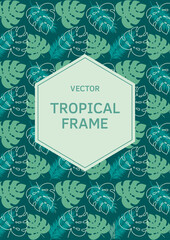 Tropical leaves and plants rectangle frame