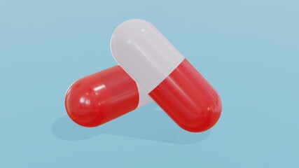 3D red and white pills