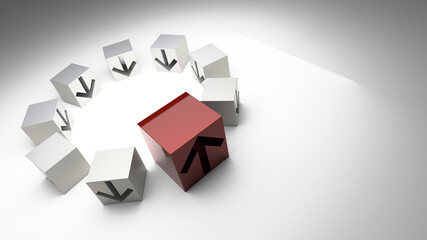 Business conceptual cubes, success and leadership theme, original 3d rendering