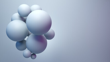 Cluster of 3d spheres with copyspace on the right