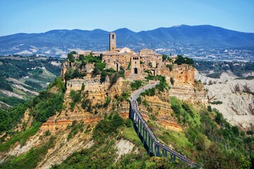 Obraz premium panoramic view of civita di bagnoregio, lazio, italy