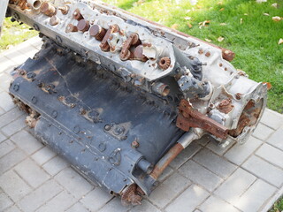 destroyed aircraft engine from the 2nd world war