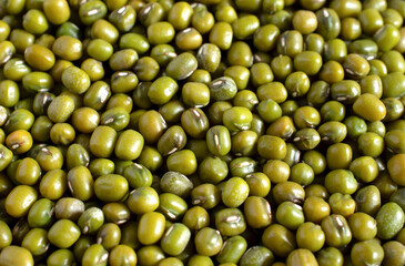 Close up,Mung bean seed (Green bean) background , background pattern,Top view.