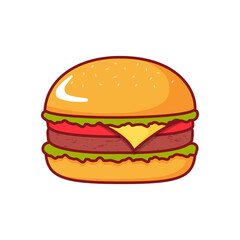 Burger isolated icon on white background.