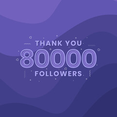 Thank you 80000 followers, Greeting card template for social networks.