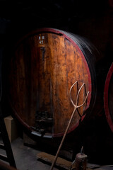 Old wine casks on wine domain in Cotes de Provence near Collobrieres , region Provence, south of France