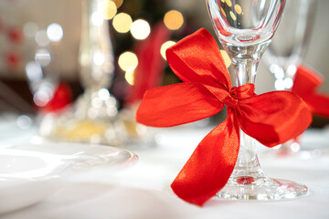 Christmas table setting background close-up