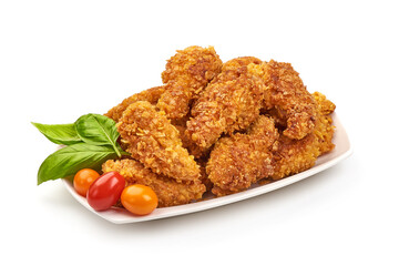 Breaded chicken, isolated on white background