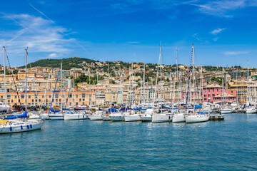 Fototapeta na wymiar View of the seaport of Genoa, Italy