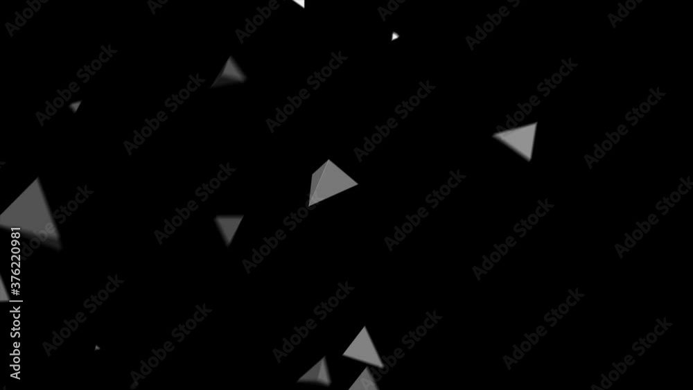 Poster 3D render of abstract Plexus black and white geometrical shapes animation. Connection web concept. Digital, Communication Technology Network Background With Moving Triangles.