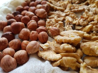 Mixture of nuts for food for breakfast