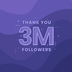 Thank you 3M followers, Greeting card template for social networks.