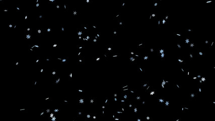 Snow Flake Crystals winter freeze ice holiday particle 3D illustration background